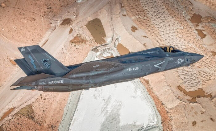 An F-35B beauty shot was captured on a test mission near Edwards AFB in March 2014.